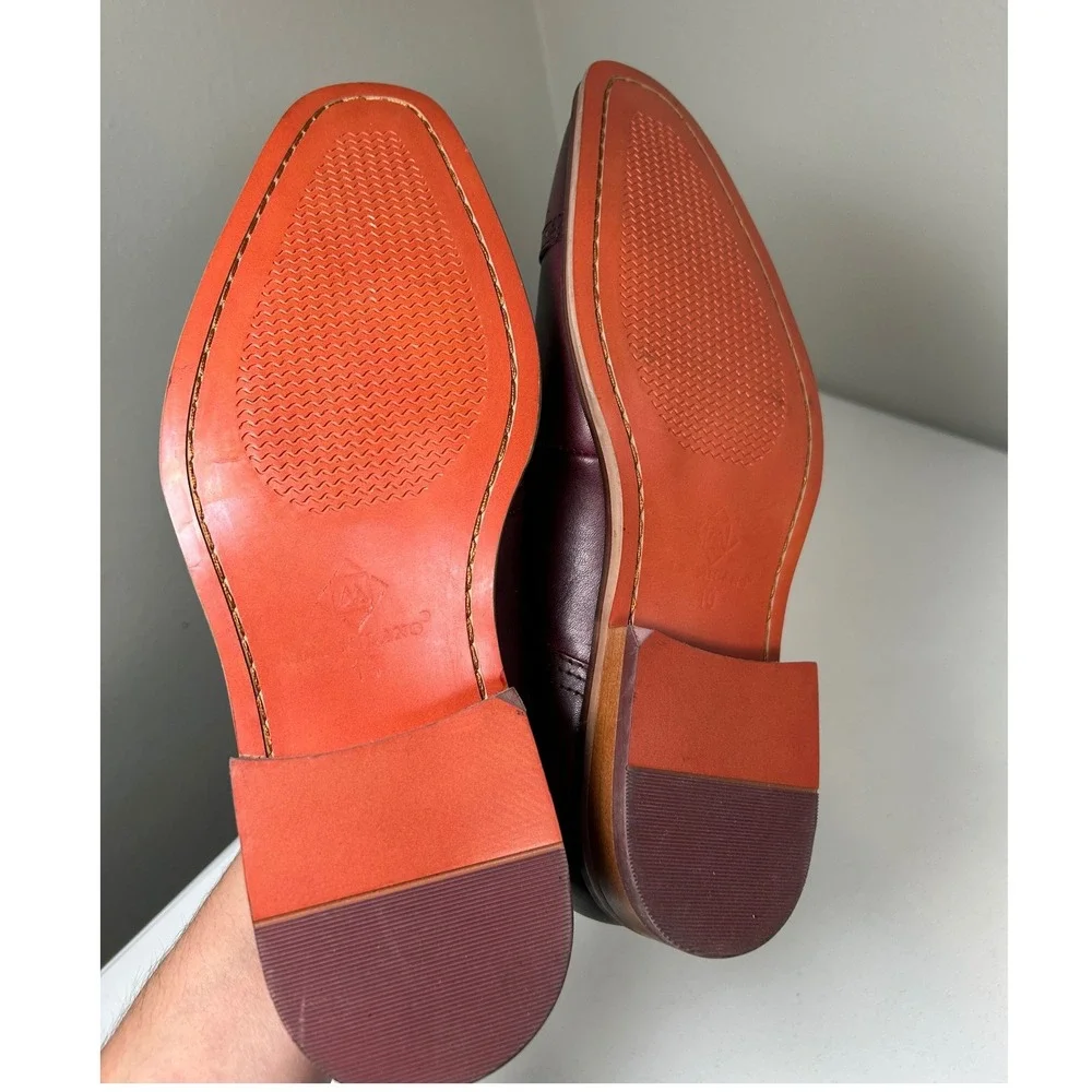 La Milano Lonzo Double Monk Strap Men's 10 Burgundy Leather Brogue Cap Toe Shoes